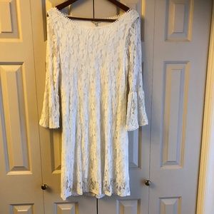 Cream Colored Lace Long sleeve Dress Size Large